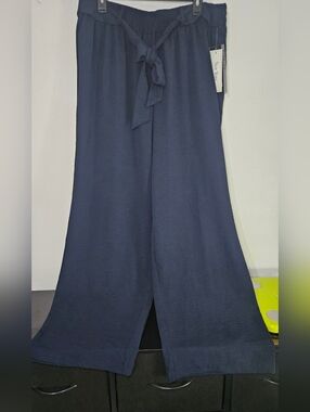 New York Clothing Company Women Pants Pull On Wide Leg Size 1x Navy Comfy Casual